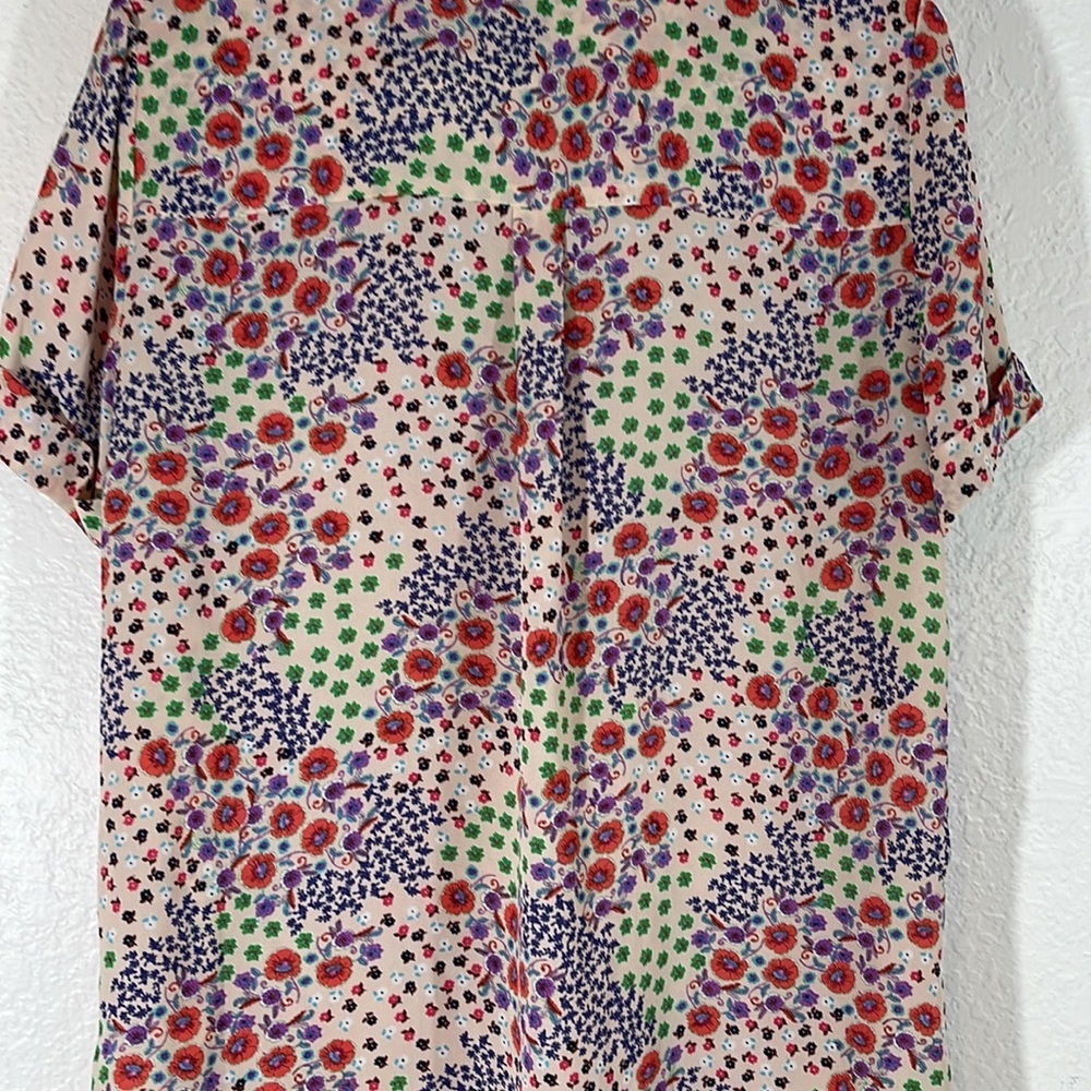 Rachel Zoe Floral Print Short Sleeve Button Down Blouse Size Medium - Picture 4 of 7